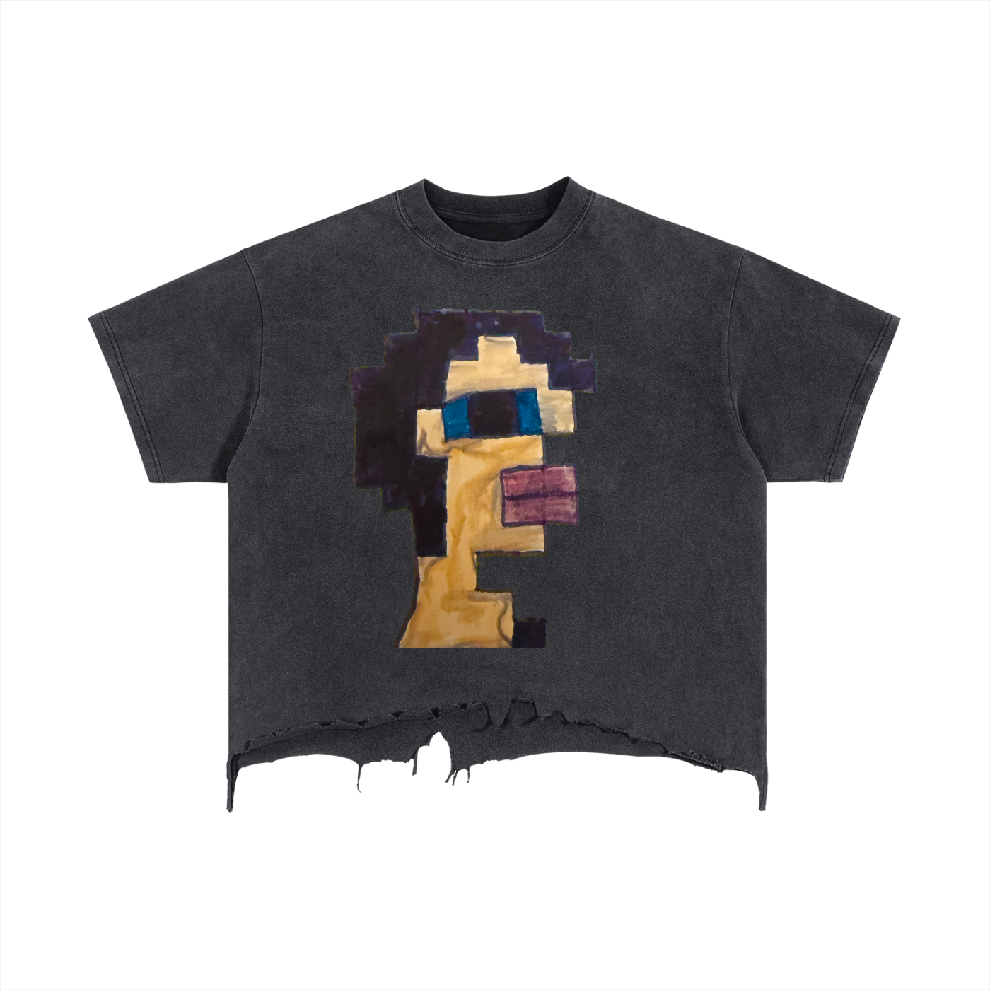 Vintage Wash Boxy Distressed Hem T-Shirt