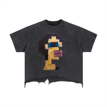 Vintage Wash Boxy Distressed Hem T-Shirt