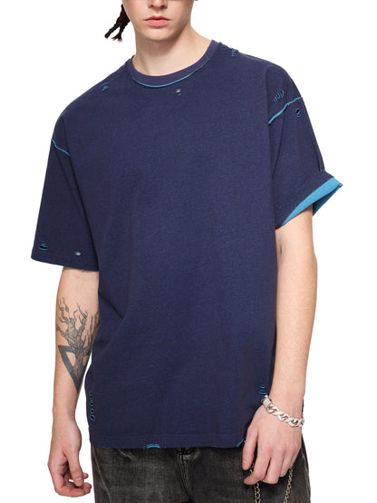 Hand-frayed Reversible T-shirt